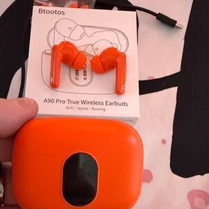 Orange Wireless Earbuds with Charging Case Open Box New